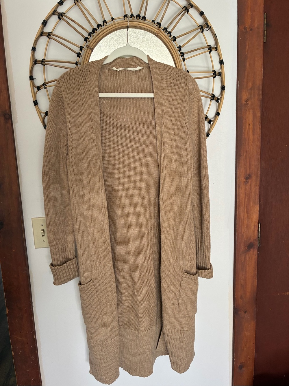 Athleta Long Open-Front Cardigan in Camel Brown